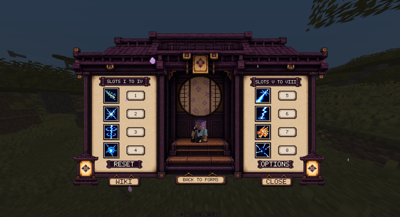 Breath Menu — the eight skill slots